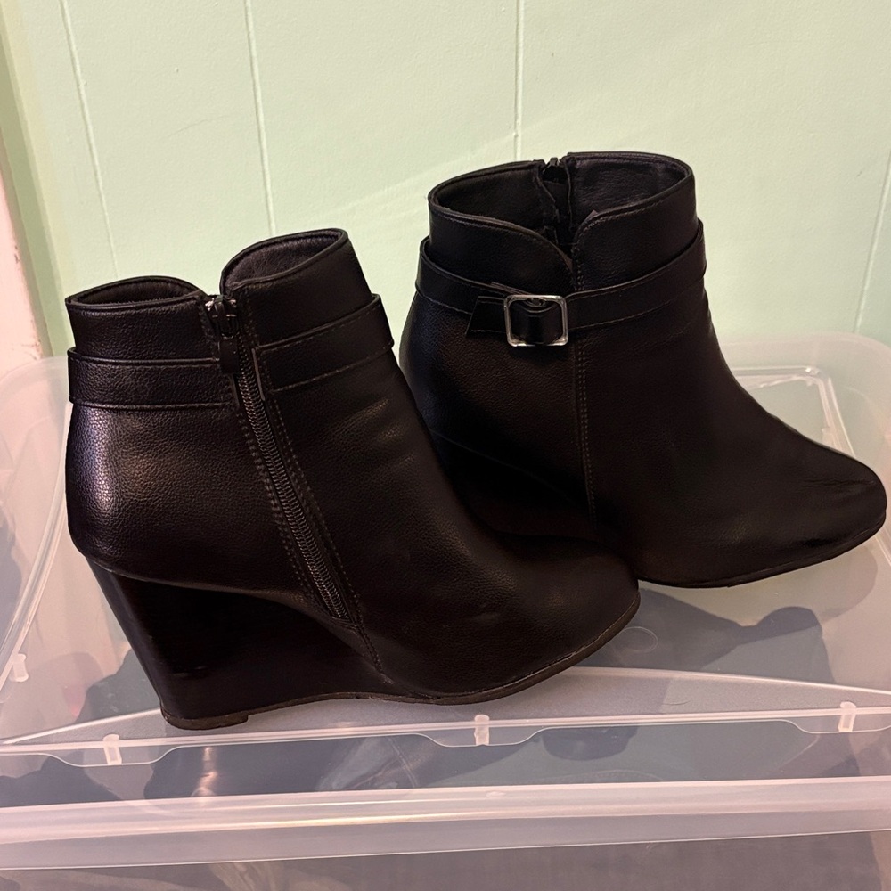 Black Wedge Ankle Boots